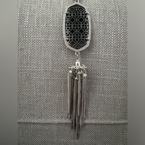Kendra Scott Silver and Gunmetal Filigree Rayne Necklace